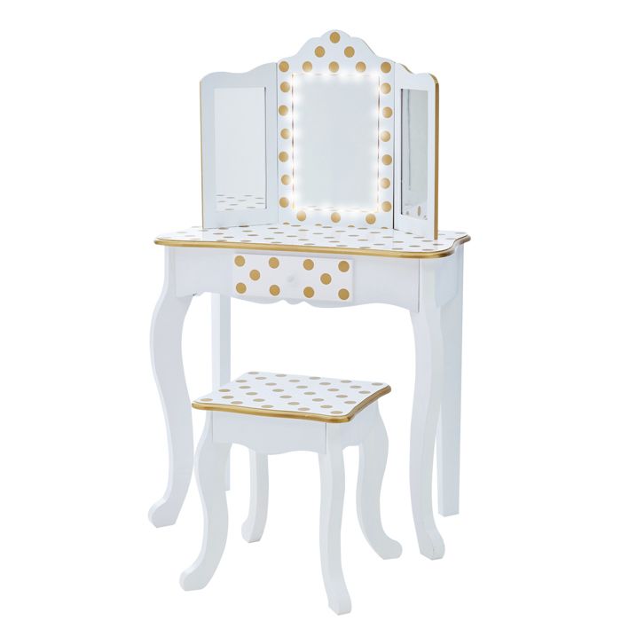 Coiffeuse enfant bois table maquillage miroir lumineux ...