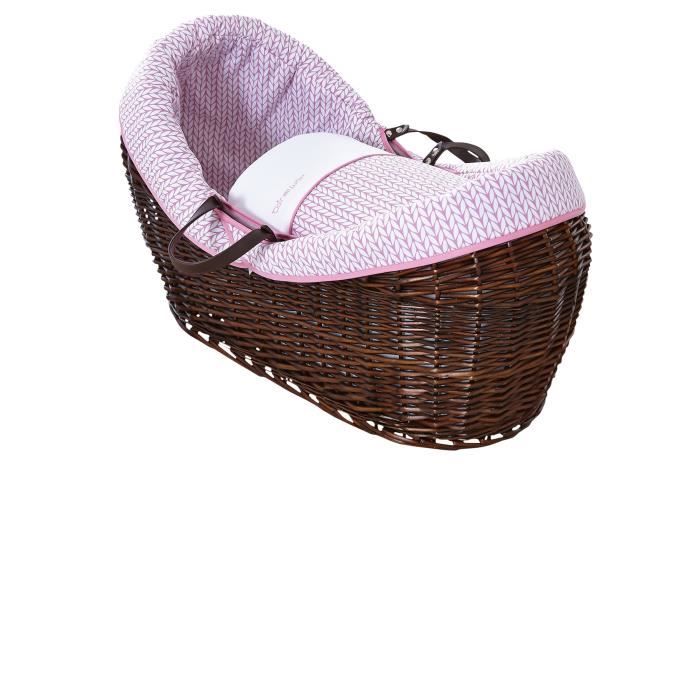 Gris clair de lune Dimple Noah Pod couffin en osier Rose