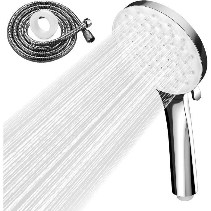 Pommeau De Douche Decaura 3 Jets - Chromé, Économie D'Eau, 324 Buses Silicone - Installation Facile