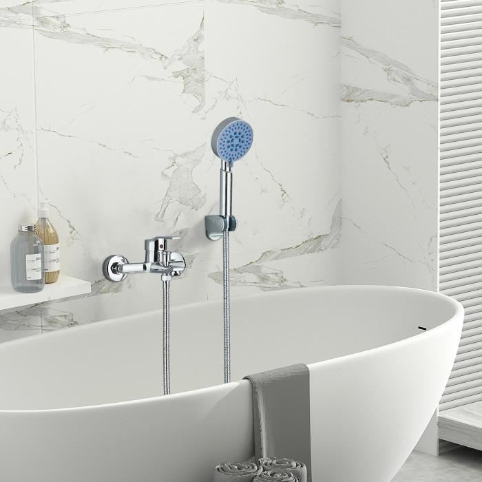 Robinet de baignoire mitigeur bain douche mural en laiton chrome et or. -  Cdiscount Bricolage