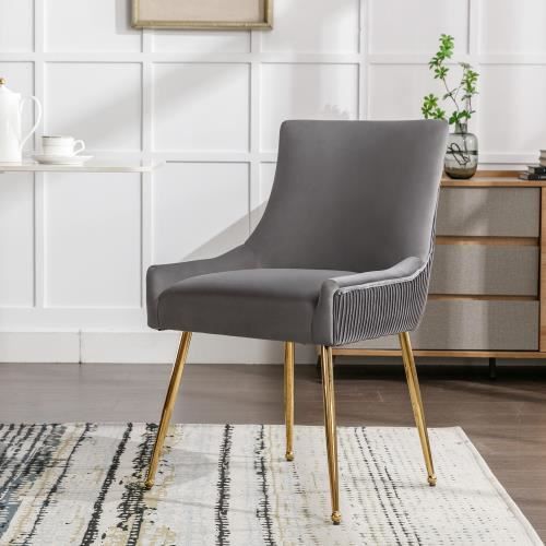 chaise de salle à manger - design moderne - velours - confortable - gris+or