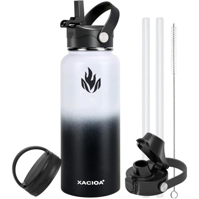 Bouchon Gourde Avec Paille - 2 Pièces - Compatible Bouteilles Large Ouverture (Hydro Flask Et Autres) - Étanche Et Sans BPA - Pour Sport, Vélo, Randonnée
