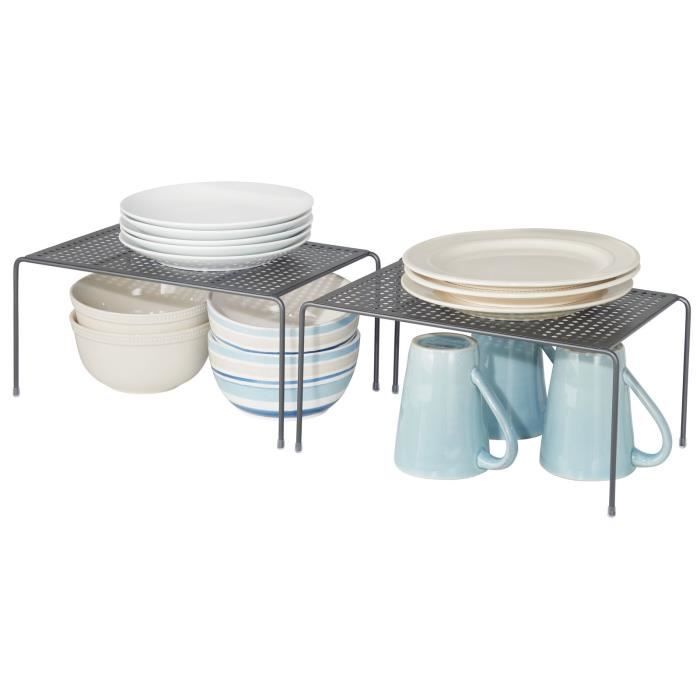 Étagère de rangement en métal pour garde-manger - mDesign - 2 packs - Graphite