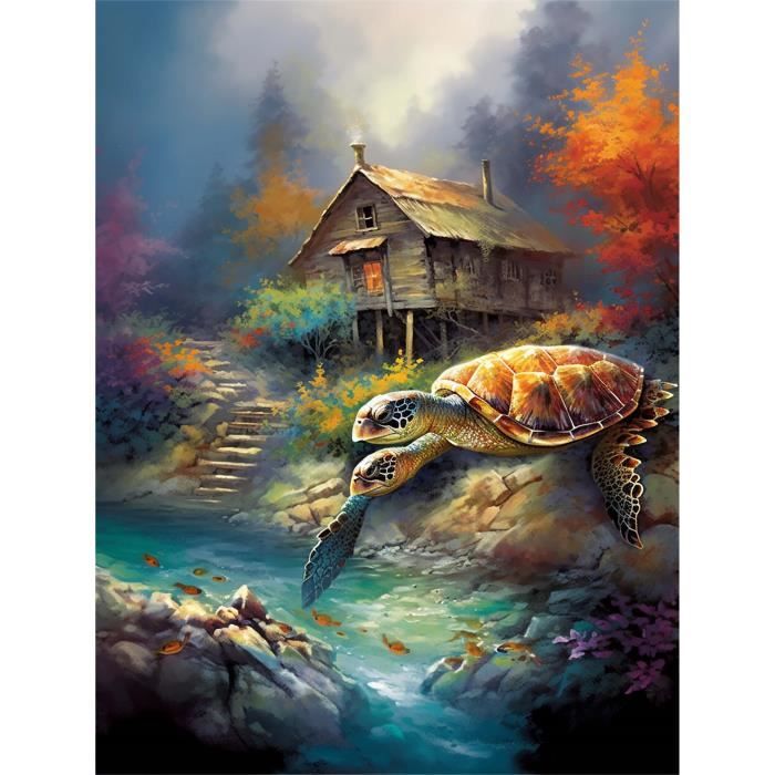 Kit Diamond Painting Tortue De Mer – Broderie Diamants 5D – Toile 30x40 Cm – Décoration Murale DIY