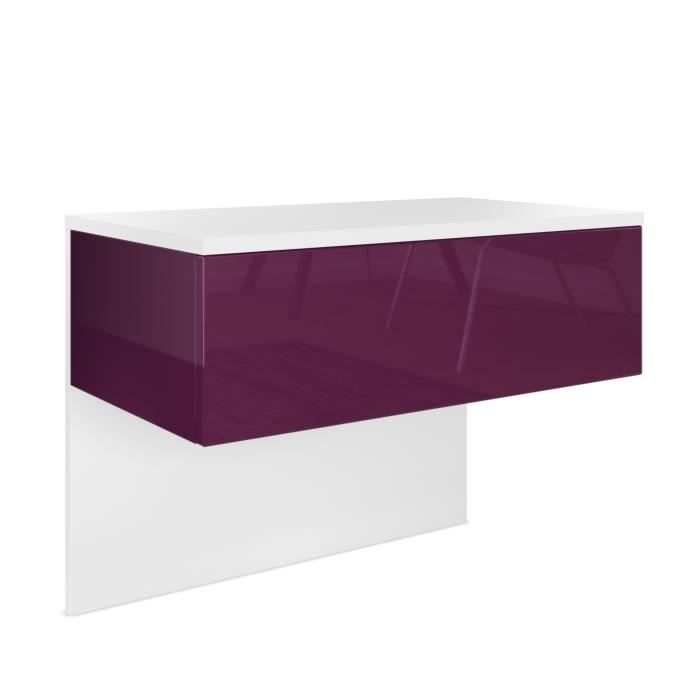 Ensemble Meuble Salle De Bain Aloha V2 - Blanc Mat/Brillant Avec Décor Bordeaux - Meuble Vasque + 2 Armoires Suspendues