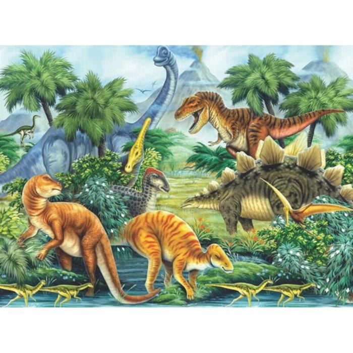 Kit Diamond Painting Dinosaure Aurore 30x40cm - Broderie Diamants 5D - Loisir Créatif Adultes Enfants