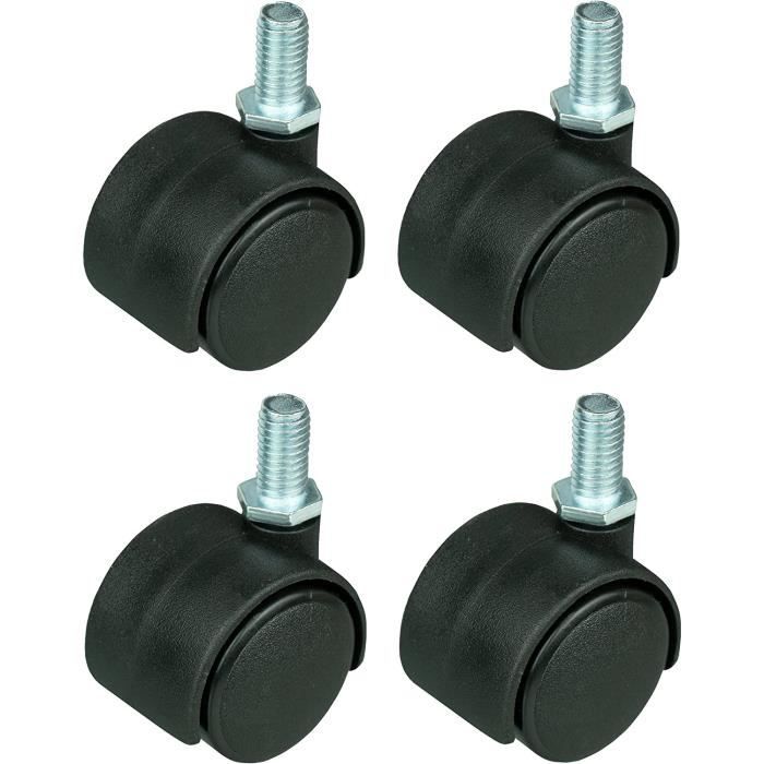 Lot De 4 Roulettes Pivotantes Avec Frein - Tige Filetée 5" X 1/4" - Avec écrous - Marque TRIOPNES
