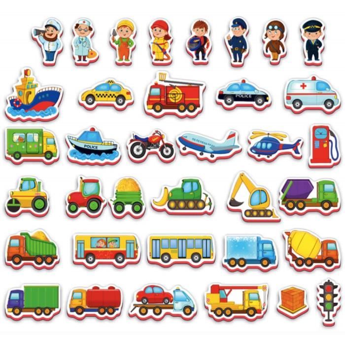 roter kafer aimant frigo enfant transports et professions 36 pieces enfant 2 ans jeux magnetiques enfants jeux aimante je cdiscount maison