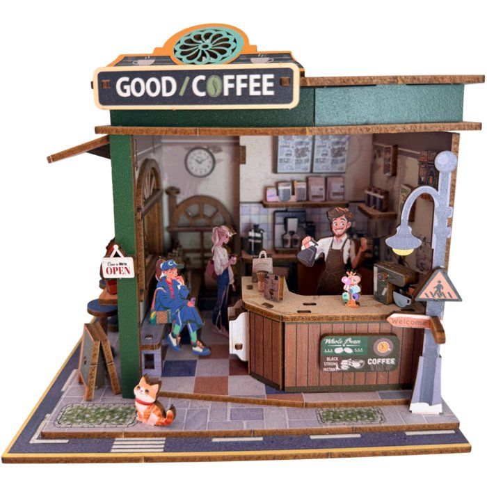 Book Nook - Kit DIY à construire Maquette 3D Serre Livre - Coffee Shop Nookland - 16 x 14 x 16 cm