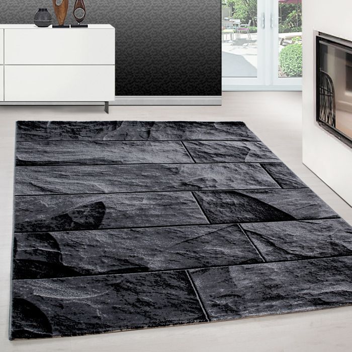 Tapis Design Moderne Parma Pour Salon Poil Court 3 D Stonewall Marbre Avec Des Couleurs Modernes Comme Le Noir Et Gris 9250 160 Achat Vente Tapis Cdiscount