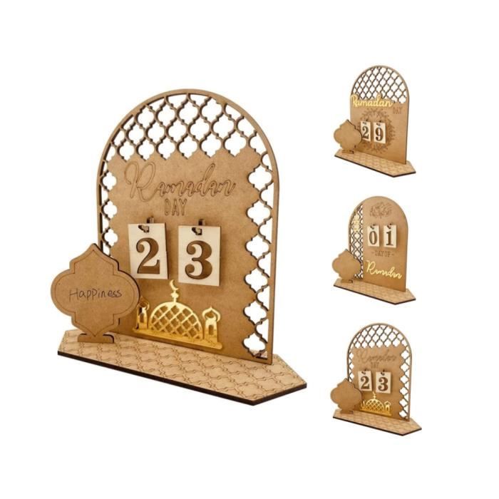 Calendrier de l'Avent Ramadan 2023 - Calendrier de l'Aïd Mubarak DIY -  Calendrier de compte à rebours en bois, décorations de Ramadan et de l'Aïd