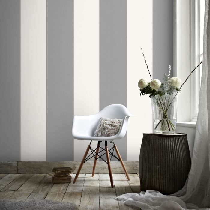 Arthouse peint à rayures gris craie lin Contemporain Effet Papier Peint