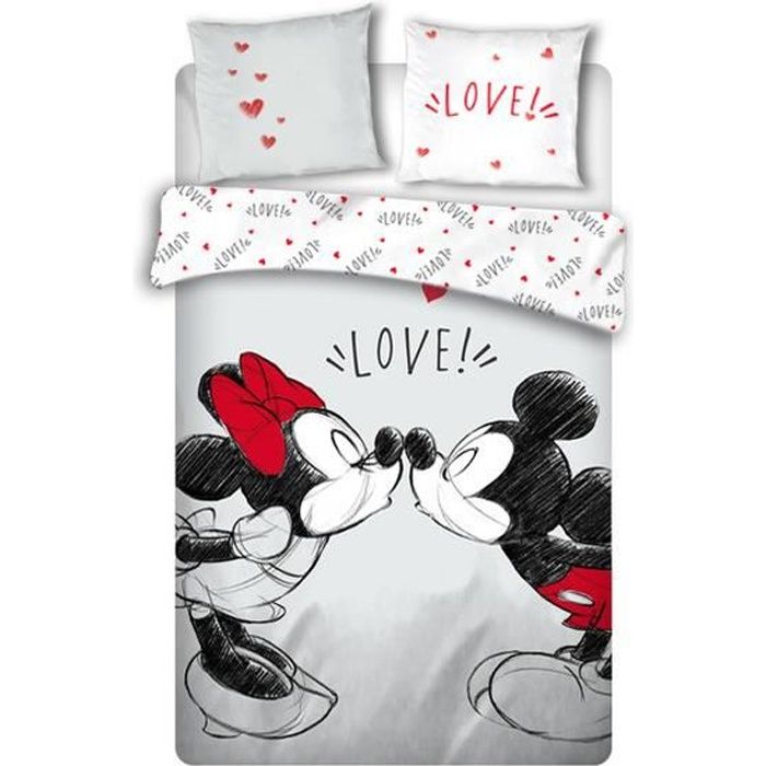 Disney Minnie Mouse Parure de lit 100% Coton renforcé avec Fermeture Éclair 40 x 60cm 100 x 135 cm 