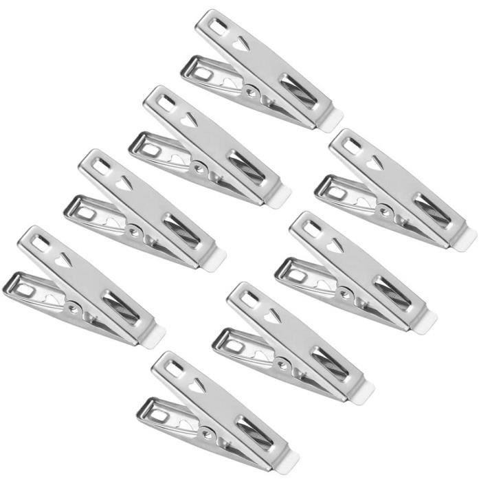 100PCS - Pack Épingles à Linge en Acier Inoxydable Coupe-Vent antidérapants en métal Clips de séchage des vêtements Cintre (5cm)886