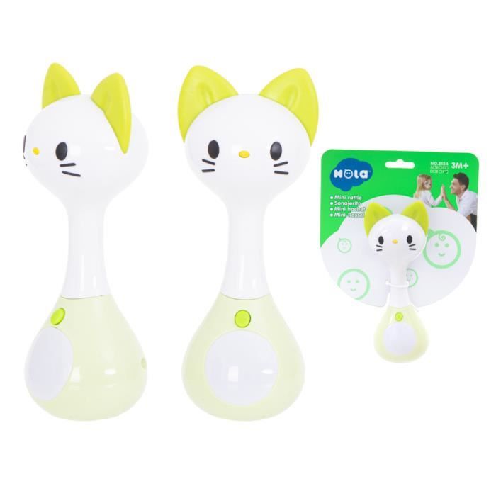 Hochet hochet + sons lumières chat - Hola - Jouet interactif - Bébé - Mixte - Vert - Plastique