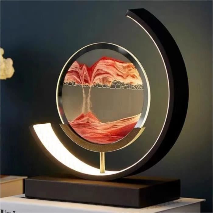 Lampe de Table - Sablier 3D - Verre - LED - Art Décoratif Unique