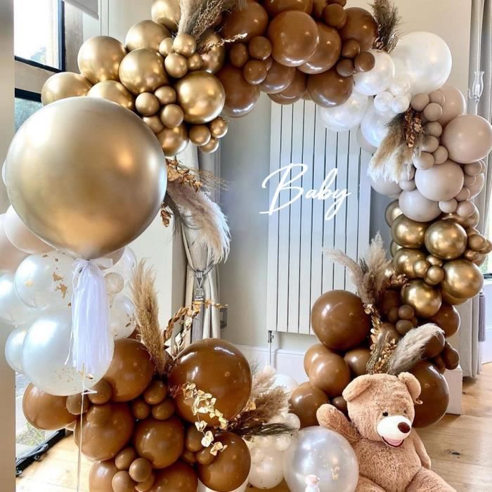 1 ensemble de ballons sable blanc or guirlande arche ballon Beige kaki  décoration de mariage ballons de douche de bébé décorations de fête d' anniversaire - AliExpress