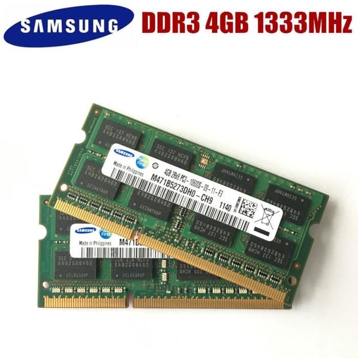 Memoire RAM SAMSUNG 4GB 2RX8 PC3 10600S DDR3 1333Mhz pour ordinateur portable