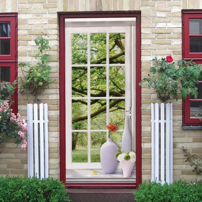 ZOOINB Stickers De Porte 3D Moderne Art Feuilles D'Or Artistiques 77X200Cm Auto-Adhésif Mural Poster PVC Autocollant Papier Peint Pour Cuisine Salon