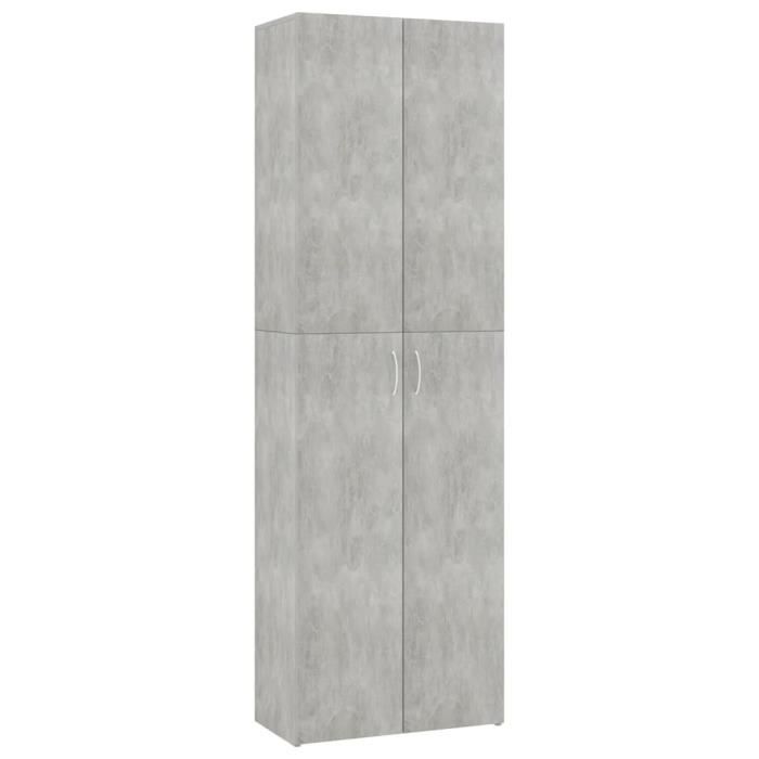 svp- moderne armoire de bureau gris cement 60x32x190 cm aggloméré 98706