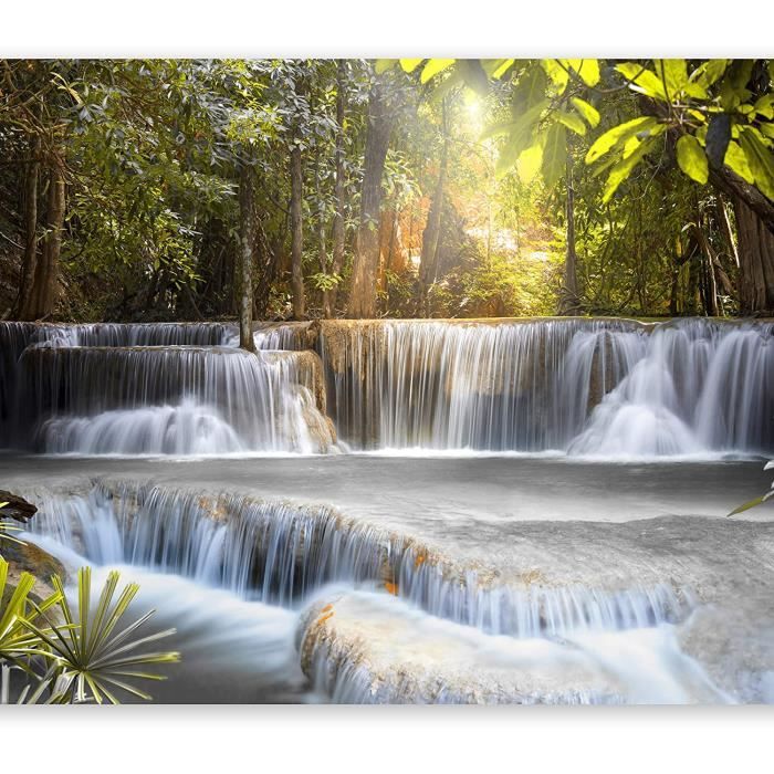 3D Chute D'Eau Forêt Sun Set Mural Papier Peint Salon Chambre À Coucher Lounge