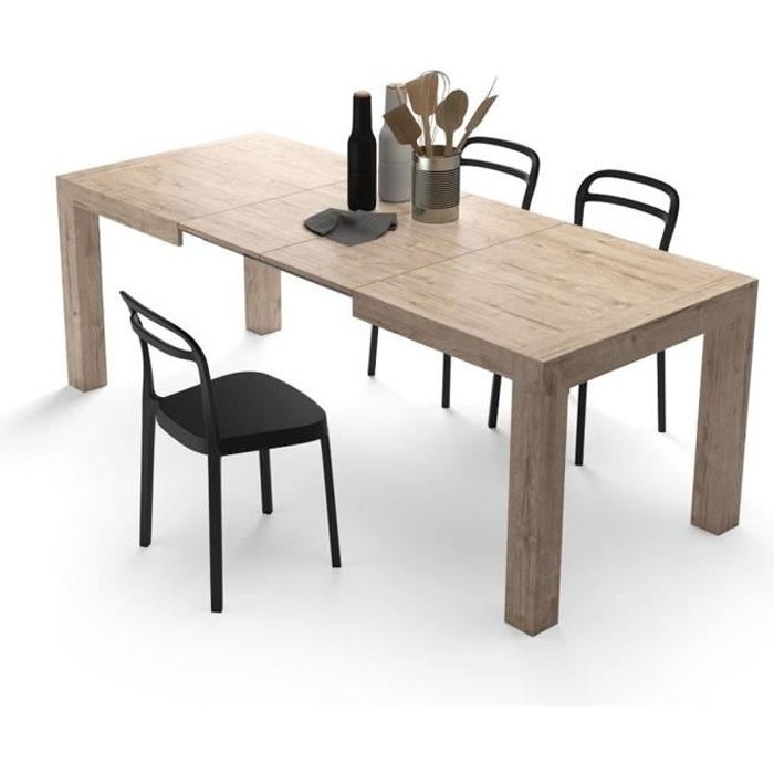 mobili fiver, table à manger extensible, iacopo, chêne naturel, mélaminé, made in italy