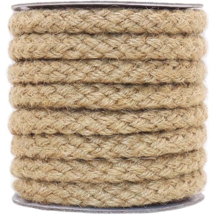 Corde En Jute Naturelle 20 Mm X 15 M – Quadruple Tressée, Ultra-Résistante, Idéale Pour Décoration, Main Courante, Tir à La Corde & Bricolage
