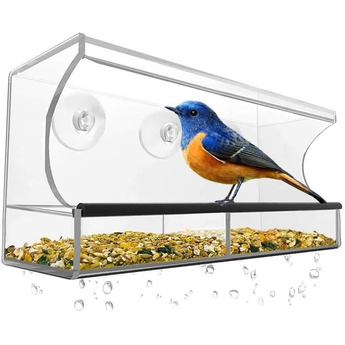 Distributeur De Nourriture Pour Oiseaux Transparent En Acrylique