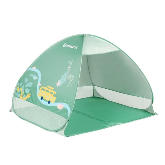 BADABULLE Tente anti-UV bébé, grande tente de plage, haute protection solaire FPS 50+, système pop-up, vert