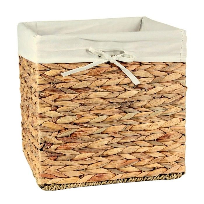 CALICOSY - Cube de rangement en jacinthe deau - 28x28x28cm - Bois clair