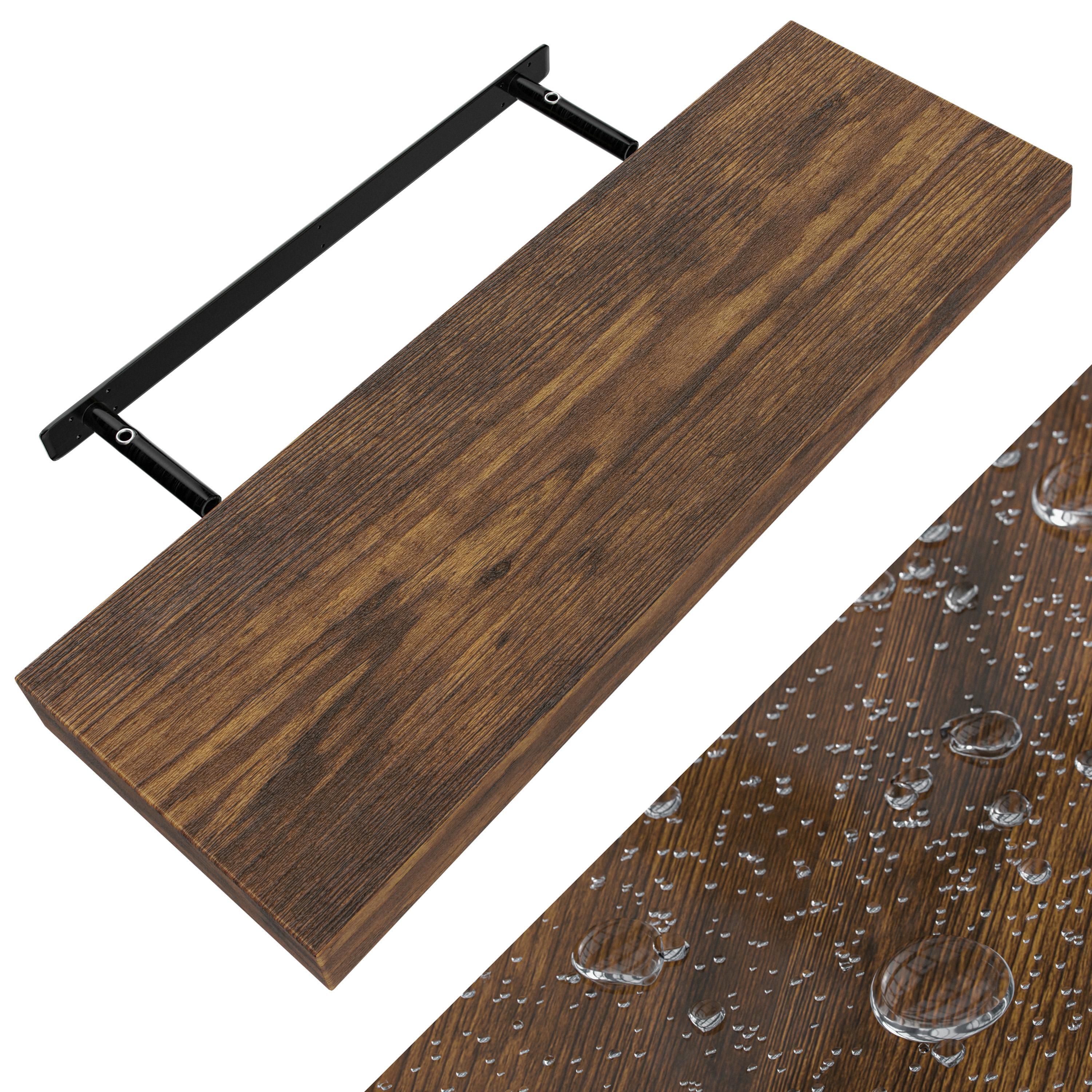 Etagère murale flottante 70cm max. 15kg chêne foncé MDF robuste effet flottant support de fixation inclus étagère bois rangement