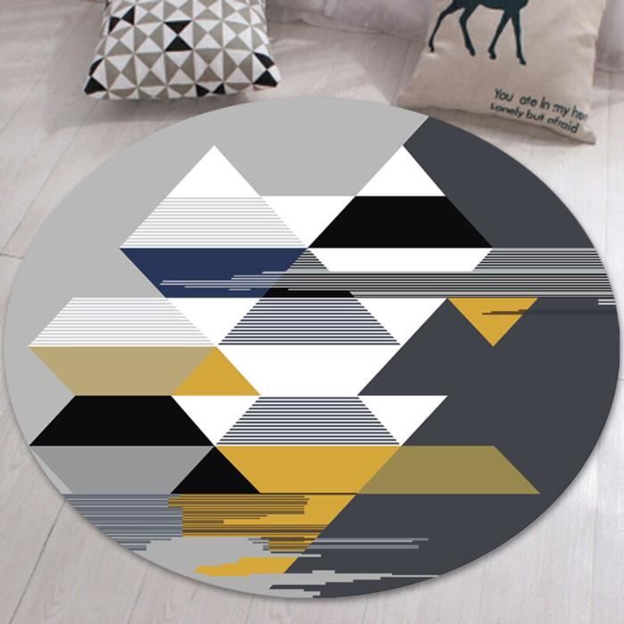 ZHOUZHOU Tapis rond de 60 cm, style moderne, durable, antidérapant, à poils courts, lavable, pour salon, chambre à coucher, salle de jeux