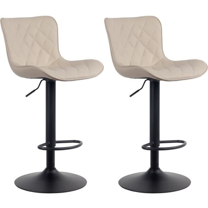 Lot de 2 tabourets de bar similicuir noir – structure en métal noir – repose-pieds – hauteur réglable – pivotants à 360° 04_0007475