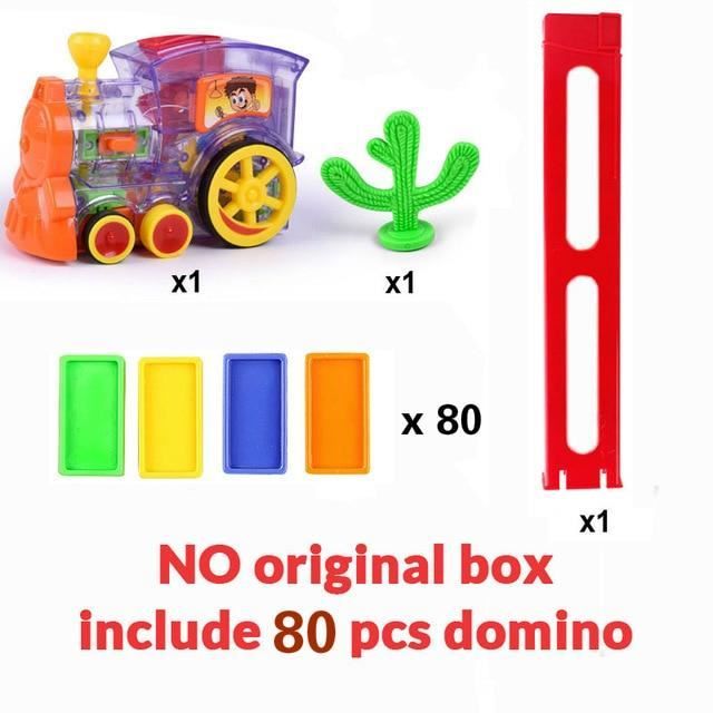 ZAOSMUS Domino Train Électrique – 100 Pièces Dominos Avec Pose Automatique, Effets Sonores Et Lumières, Blocs De Construction, Cadeau Éducatif Dès 3 Ans – Cyan