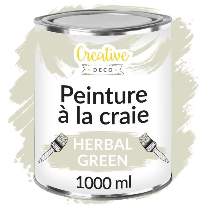Creative Deco Peinture à la Craie Vert Gris, 1L, Mat et Lavable, Peinture  Meuble Bois, Rénovation Meubles