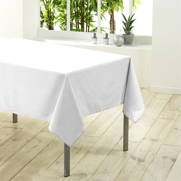 Nappe rectangulaire unie en 200 cm ESSENTIEL blanc