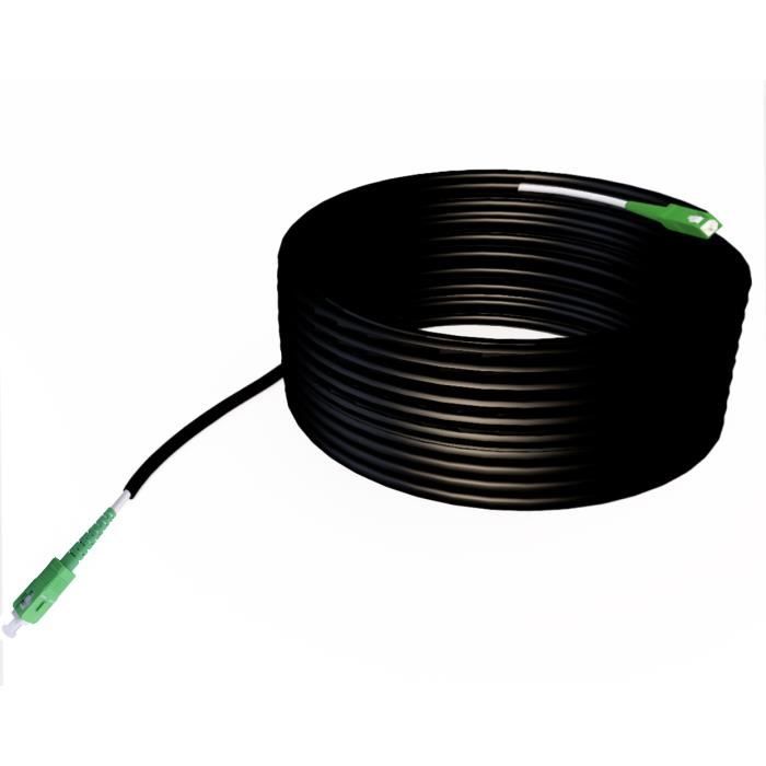 Elfcam® - Câble à Fibre Optique (Jarretière Optique) Monomode SC/APC á SC/APC pour L'extérieur, Compatible avec Orange Livebo(100M)