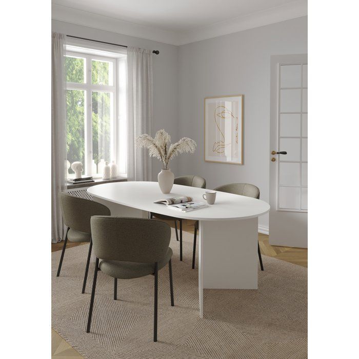 Table à Manger FAMILY - Blanc Mat - Ovale - 6 places - 200 x 100 x 76 cm