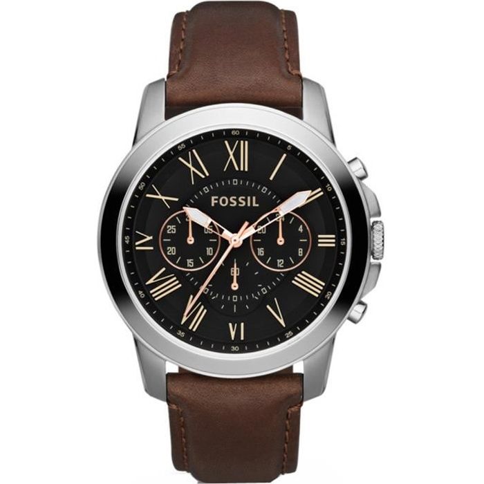 Montre homme FOSSIL GRANT FS4813. Sport. Date. Chr Noir Marron