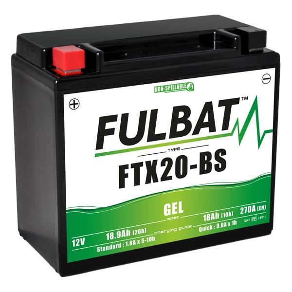 Batterie Fulbat GEL SLA FTX20-BS GEL 12V 18AH 270 AMPS 175x87x155 + Gauche