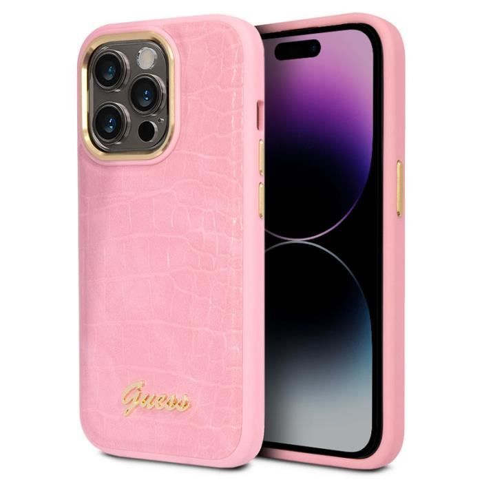 Guess Coque Rigide pour iPhone 14 Pro Croco
