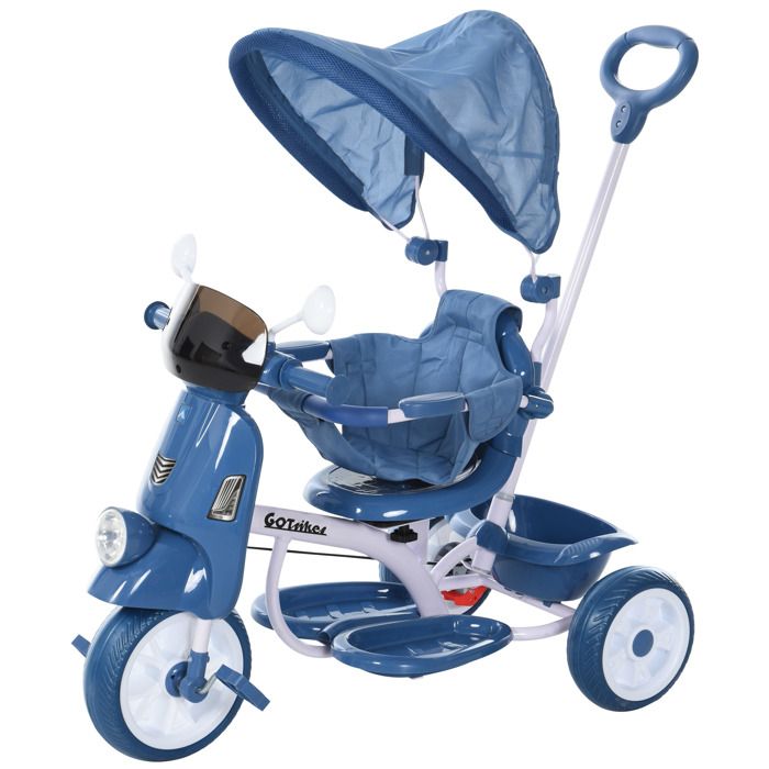 Costway - Tricycle Evolutif pour Enfant 6 en 1 Siège Twist 360°avec Housse  de Pluie pour Bébé de 12 à 50 Mois Noir et Bleu - Voitures - Rue du Commerce