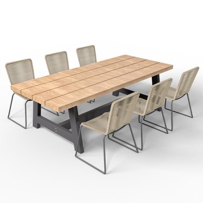 ensemble table de jardin ubud +  6 chaises de jardin erin