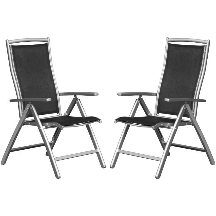 chaises pliantes - ib style - president argenté - aluminium - 2 chaises