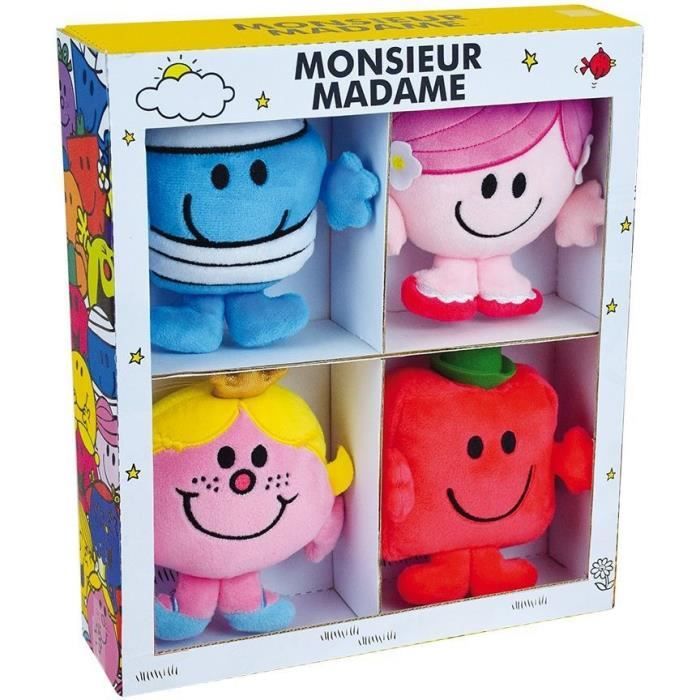 Monsieur Madame Coffret 4 Peluches Mme Princesse Mme Calin M Costaud Et M Bobo 12 Cm Cdiscount Jeux Jouets