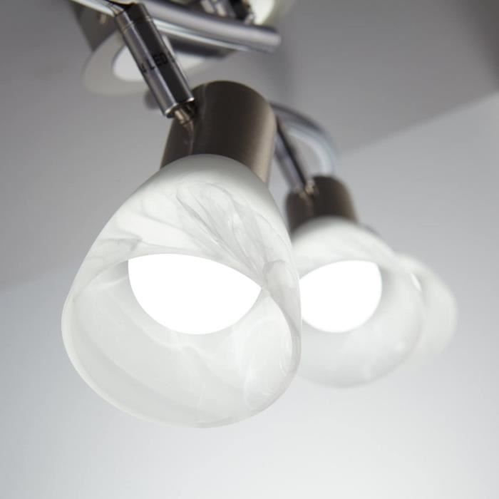 Plafonnier 2 Spots Orientables Blanc - Douille E27 Max 60W - Pour Salon, Cuisine, Couloir