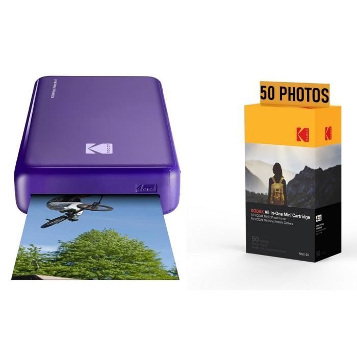 KODAK Pack Imprimante Photo Printer PM220 et cartouche MSC50 Photos 5.4 8.6 cm WIFI Compatible avec iOS et Android Violet Cdiscount Informatique