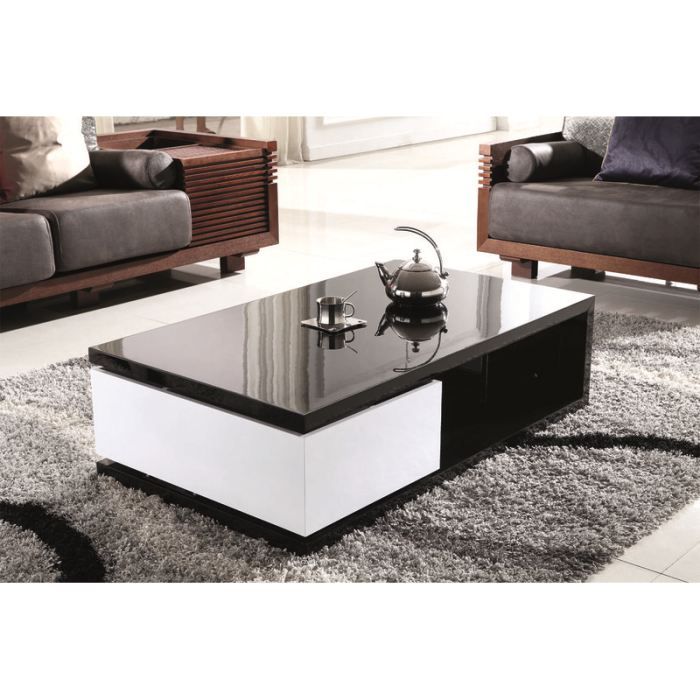 Table Basse Design Laquee Noir Et Blanc Homy Achat Vente Table