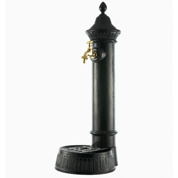 Fontaine de Jardin à Poser Source en Fonte dAluminium Patinée Vert Anglais avec Robinet Fonctionnel en Laiton 26x35x72cm