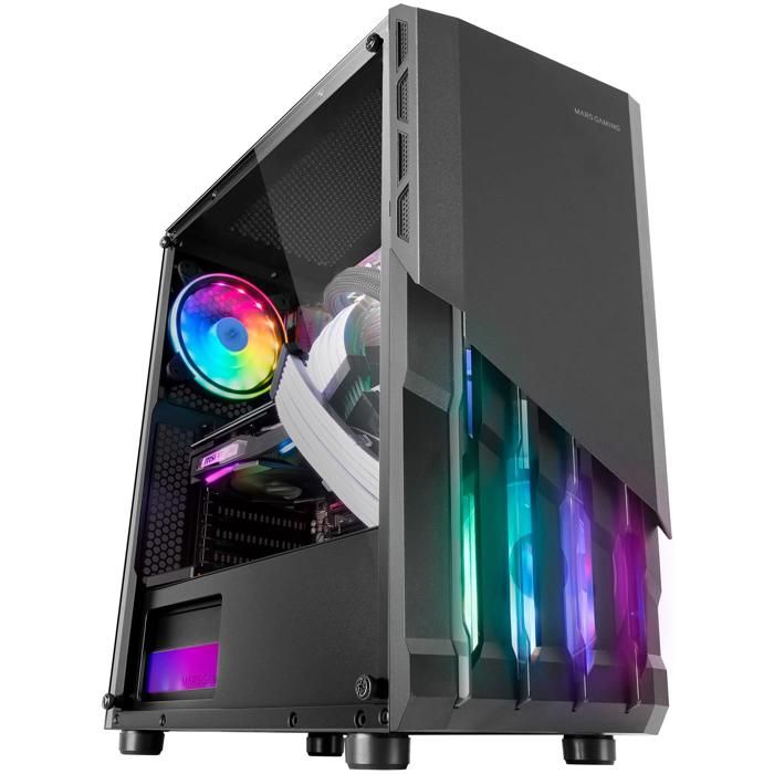 Boîtier ATX Mars Gaming MC-X2 Negro Caja PC Gaming ATX Frontal Acero FRGB 2 Ventiladores 12cm FRGB Ventana Lateral Completa